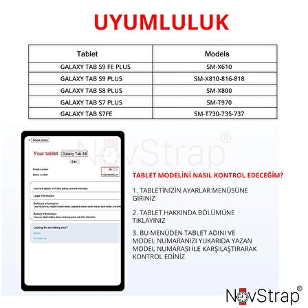 NovStrap Samsung Galaxy Tab S9 Fe Plus Sm-X610 ile Uyumlu Mıknatıslı Paper Like Ekran Koruyucu