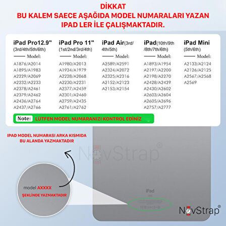 NovStrap iPad 10. Nesil 10.9 inç ile Uyumlu Dokunmatik Kalem Pencil DZ890 Avuç İçi Reddi 3 Adet Uç