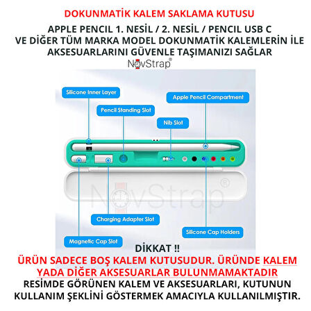 NovStrap Dokunmatik Kalem Koruma Kutusu Tüm Tablet Kalemleri ve Apple Pencil 1/2/Usb C İle Uyumlu