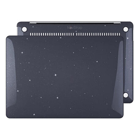 NovStrap Apple Macbook Air 15 inç A2941 ile Uyumlu Kristal Parlak Simli Kılıf Sert Glitter