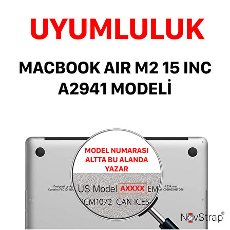 NovStrap Apple Macbook Air 15 inç A2941 ile Uyumlu Kılıf New Matte Sert Buzlu Mat Kapak