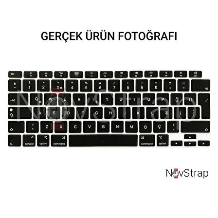 NovStrap Apple MacBook Air M1 Çip 13 inç A2337 ile Uyumlu Simli Kılıf + Siyah Klavye Kılıfı + Film