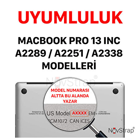 NovStrap Apple MacBook Pro M1 M2 13 inç A2338 ile Uyumlu Simli Kılıf + Siyah Klavye Kılıfı + Film