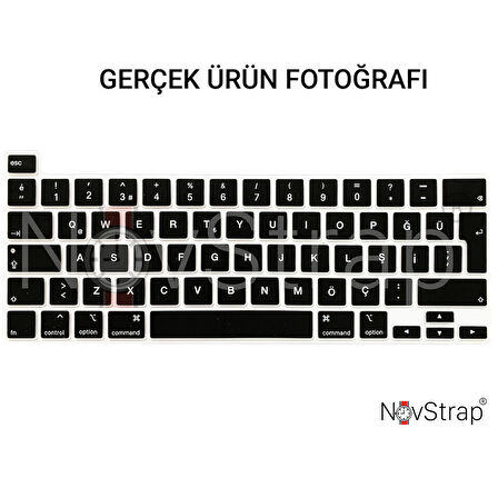 NovStrap Apple MacBook Pro M1 M2 13 inç A2338 ile Uyumlu Simli Kılıf + Siyah Klavye Kılıfı + Film