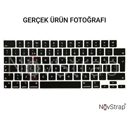NovStrap Apple Macbook Air M2 Çip 15 inç A2941 ile Uyumlu Simli Kılıf + Siyah Klavye Kılıfı + Film
