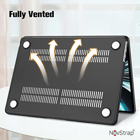 NovStrap Apple Macbook Air M3 Çip 2024 13.6 inç A3113 ile Uyumlu Kılıf Sert Parlak Koruma Kapak