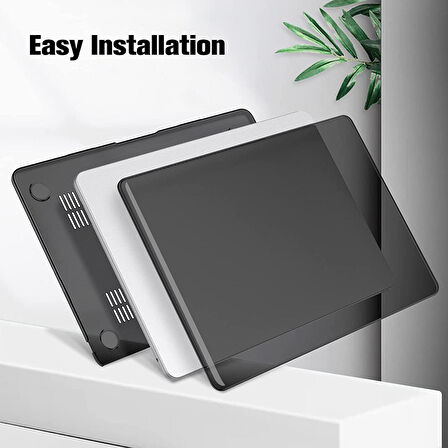 NovStrap Apple Macbook Air M3 Çip 13.6 inç A3113 ile Uyumlu Parlak Kılıf + Siyah Klavye Kılıfı +Film