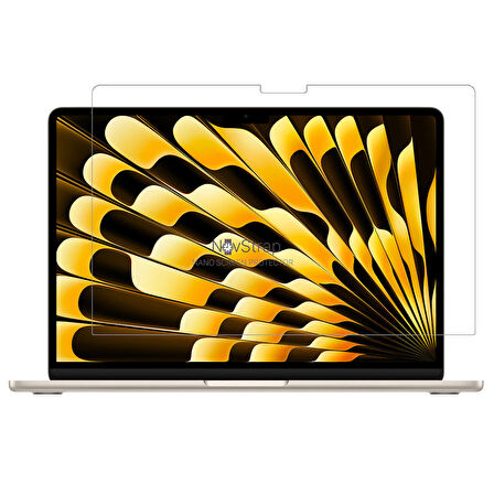 NovStrap Apple Macbook Air M3 Çip 13.6 inç A3113 ile Uyumlu Parlak Kılıf + Siyah Klavye Kılıfı +Film