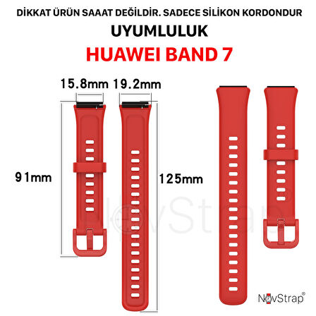 NovStrap Huawei Band 7 ile Uyumlu Kordon Tam Uyumlu Pimli Liquid Silikon Kordon Kayış