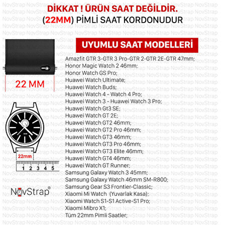 Novstrap Huawei Watch Gt4 46mm Gt3 46mm Gt3 Pro Gt3 Se Elite Gt2e ile Uyumlu Kordon 22mm New Lansman