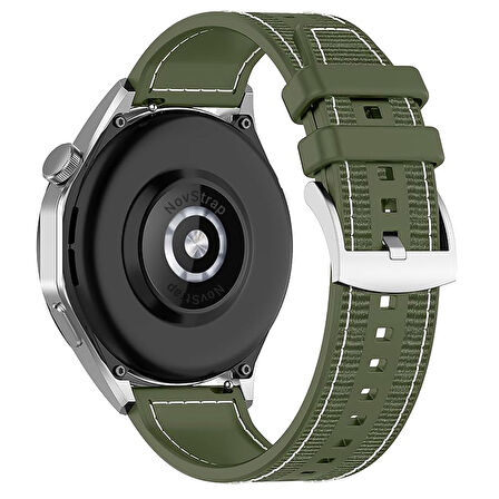 NovStrap Huawei Watch 3/4/Pro/Buds/Ultimate ile Uyumlu Kordon (22mm) New Lansman Silikon Kumaş Kayış