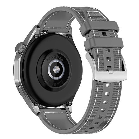 NovStrap Huawei Watch 3/4/Pro/Buds/Ultimate ile Uyumlu Kordon (22mm) New Lansman Silikon Kumaş Kayış