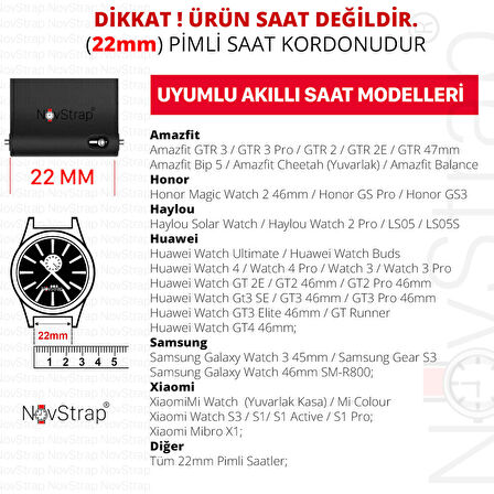 NovStrap Huawei Watch 3/4/Pro/Buds/Ultimate ile Uyumlu Kordon (22mm) New Lansman Silikon Kumaş Kayış