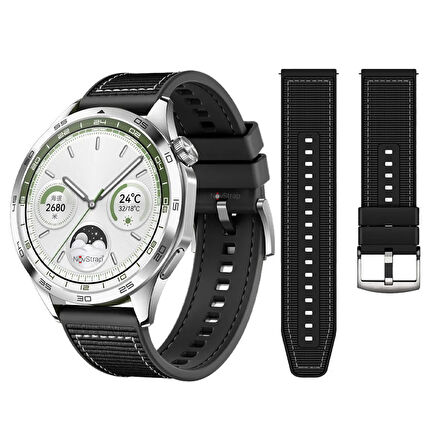 NovStrap Samsung Galaxy Watch 3 41mm/Active 2 40-44mm/Gear S2 ile Uyumlu Kordon (20mm) Lansman Kumaş