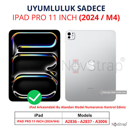 NovStrap Apple iPad Pro 11 inç 5. Nesil M4 2024 ile Uyumlu Nano Esnek Cam Ekran Koruyucu A2836 A2837