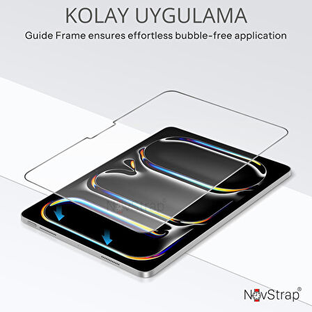 NovStrap Apple iPad Pro 11 inç 5. Nesil M4 2024 ile Uyumlu Nano Esnek Cam Ekran Koruyucu A2836 A2837