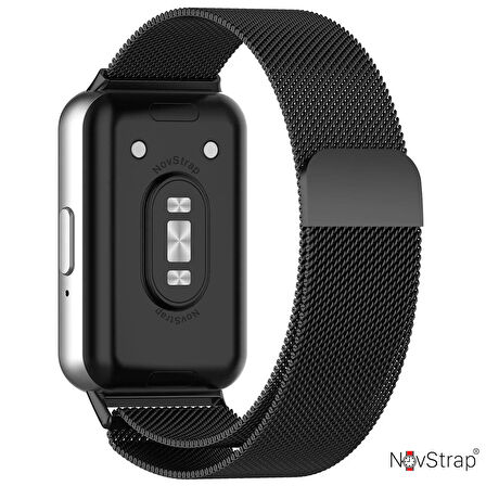 NovStrap Samsung Galaxy Fit 3 ile Uyumlu Kordon Mıknatıslı Metal Hasır Kordon Kayış