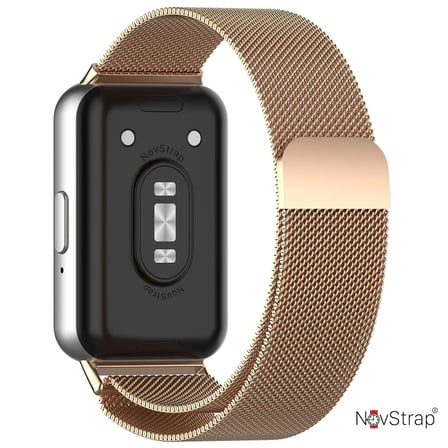 NovStrap Samsung Galaxy Fit 3 ile Uyumlu Kordon Mıknatıslı Metal Hasır Kordon Kayış