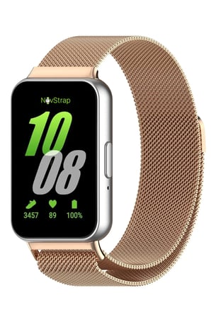 NovStrap Samsung Galaxy Fit 3 ile Uyumlu Kordon Mıknatıslı Metal Hasır Kordon Kayış