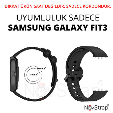 NovStrap Samsung Galaxy Fit 3 ile Uyumlu Kordon Kayış Yumuşak Silikon Klasik Kordon