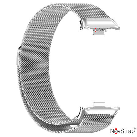 NovStrap Xiaomi Mi Band 8 Pro ile Uyumlu Kordon Mıknatıslı Metal Hasır Kordon Kayış
