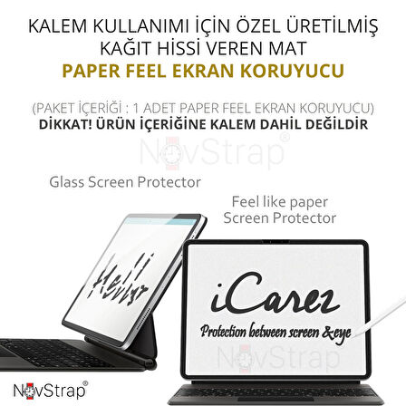 NovStrap Apple iPad Pro 11 inç 5. Nesil M4 2024 ile Uyumlu Paper Like Ekran Koruyucu Kağıt Hissi Mat