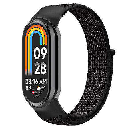 NovStrap Xiaomi Mi Band 8 ile Uyumlu Kordon Hasır Spor Dokuma Kumaş Kordon Kayış