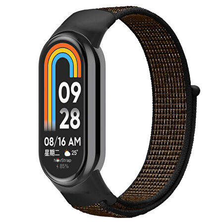 NovStrap Xiaomi Mi Band 8 ile Uyumlu Kordon Hasır Spor Dokuma Kumaş Kordon Kayış