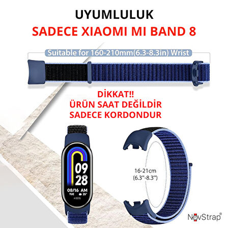 NovStrap Xiaomi Mi Band 8 ile Uyumlu Kordon Hasır Spor Dokuma Kumaş Kordon Kayış