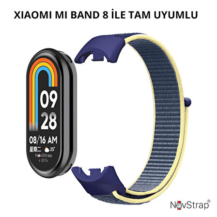 NovStrap Xiaomi Mi Band 8 ile Uyumlu Kordon Hasır Spor Dokuma Kumaş Kordon Kayış