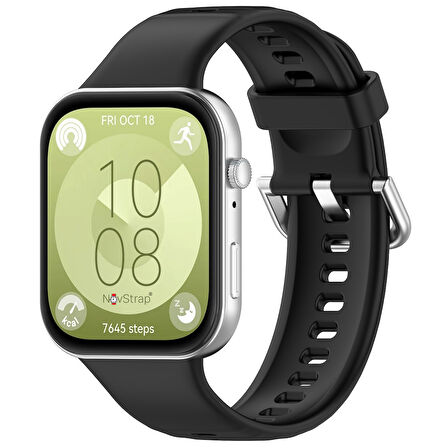 NovStrap Huawei Watch Fit 3 ile Uyumlu Kordon Tam Uyumlu Pimli Liquid Yumuşak Silikon Kordon Kayış