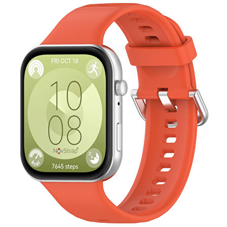 NovStrap Huawei Watch Fit 3 ile Uyumlu Kordon Tam Uyumlu Pimli Liquid Yumuşak Silikon Kordon Kayış