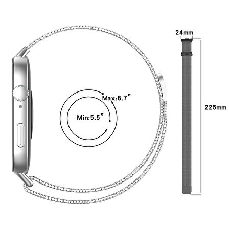 NovStrap Huawei Watch Fit 3 ile Uyumlu Kordon Kayış Metal Hasır Örgü Çelik Kordon