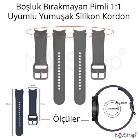 NovStrap Samsung Galaxy Watch 7 6 5 Pro 4 Fe 40 42 43 44 45 46 47 Mm Uyumlu Kordon Tam Kapatan Pimli Silikon