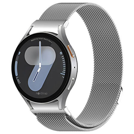 NovStrap Samsung Galaxy Watch 7 Fe 6 5 4 40-42-43-44-45-46-47 Mm ile Uyumlu Kordon Tam Uyumlu Pimli Metal Hasır Çelik Kayış