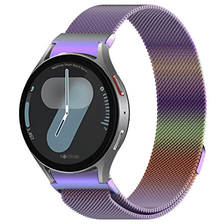 NovStrap Samsung Galaxy Watch 7 Fe 6 5 4 40-42-43-44-45-46-47 Mm ile Uyumlu Kordon Tam Uyumlu Pimli Metal Hasır Çelik Kayış