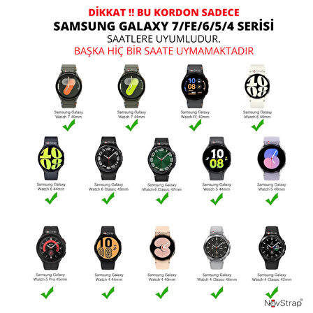 NovStrap Samsung Galaxy Watch 7 Fe 6 5 4 40-42-43-44-45-46-47 Mm ile Uyumlu Kordon Tam Uyumlu Pimli Metal Hasır Çelik Kayış