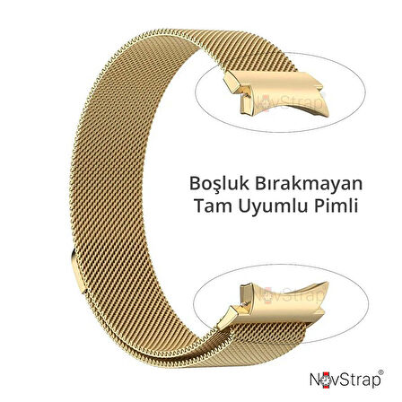 NovStrap Samsung Galaxy Watch 7 Fe 6 5 4 40-42-43-44-45-46-47 Mm ile Uyumlu Kordon Tam Uyumlu Pimli Metal Hasır Çelik Kayış
