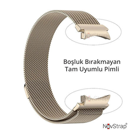 NovStrap Samsung Galaxy Watch 7 Fe 6 5 4 40-42-43-44-45-46-47 Mm ile Uyumlu Kordon Tam Uyumlu Pimli Metal Hasır Çelik Kayış