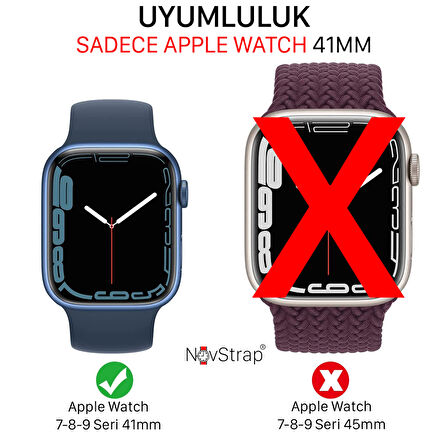 NovStrap Apple Watch Seri 7 8 9 41mm ile Uyumlu Ekran Kasa Koruyucu Kapak Kılıf 360 Tam Koruma