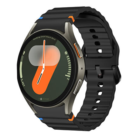 NovStrap Samsung Galaxy Watch 7 Fe 6 5 4 40 44 Classic 42 43 45 46 mm ile Uyumlu Kordon Wavy Silikon