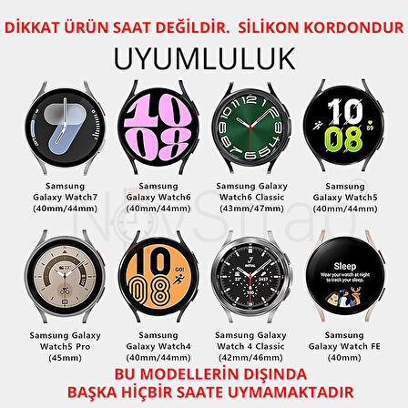 NovStrap Samsung Galaxy Watch 7 Fe 6 5 4 40 44 Classic 42 43 45 46 mm ile Uyumlu Kordon Wavy Silikon