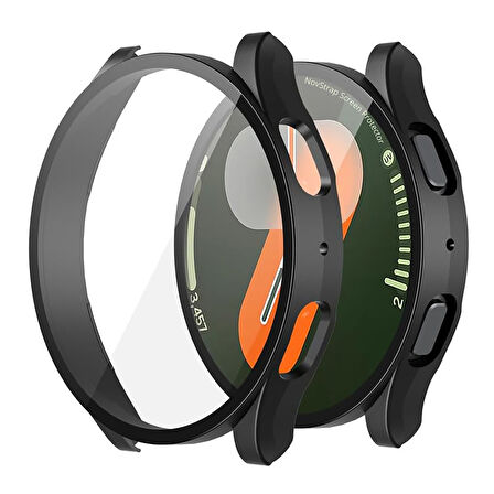 NovStrap Samsung Galaxy Watch 7 Seri 40mm ile Uyumlu Ekran Koruyucu Cam Kasa Koruyucu Kılıf Sert Pc