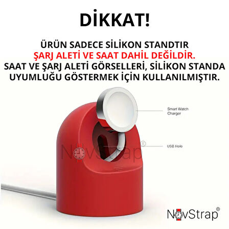 NovStrap Apple Watch Tüm Seriler ile Uyumlu Masaüstü Şarj Standı Silikon Dock