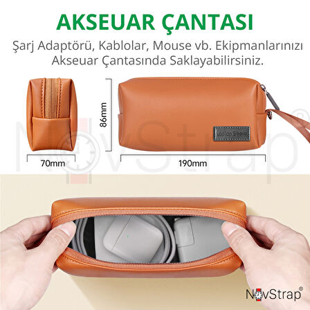 NovStrap Apple Macbook Air M1 13 inç A2337 A1932 A2179 ile Uyumlu Luxury Pu Deri Çanta Kılıf Sleeve