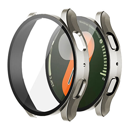 NovStrap Samsung Galaxy Watch 7 Seri 40mm ile Uyumlu Ekran Koruyucu Cam Kasa Koruyucu Kılıf Sert Pc