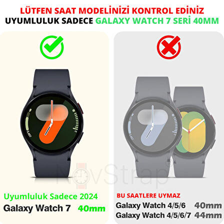 NovStrap Samsung Galaxy Watch 7 Seri 40mm ile Uyumlu Ekran Koruyucu Cam Kasa Koruyucu Kılıf Sert Pc