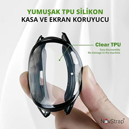 NovStrap Samsung Galaxy Watch 7 40mm ile Uyumlu Kasa ve Ekran Koruyucu TPU Yumuşak Silikon Kılıf