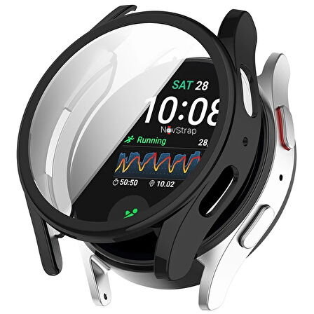 NovStrap Samsung Galaxy Watch 7 44mm ile Uyumlu Kasa ve Ekran Koruyucu TPU Yumuşak Silikon Kılıf