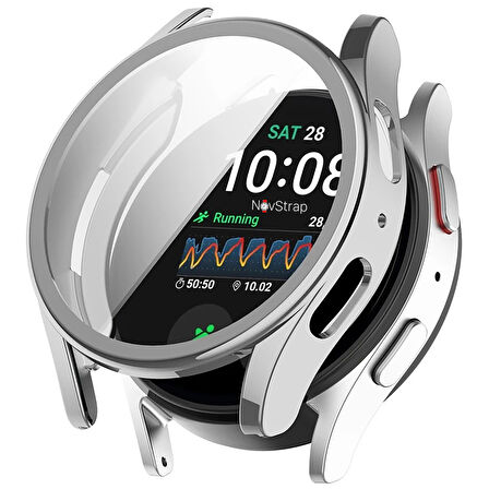 NovStrap Samsung Galaxy Watch 7 44mm ile Uyumlu Kasa ve Ekran Koruyucu TPU Yumuşak Silikon Kılıf